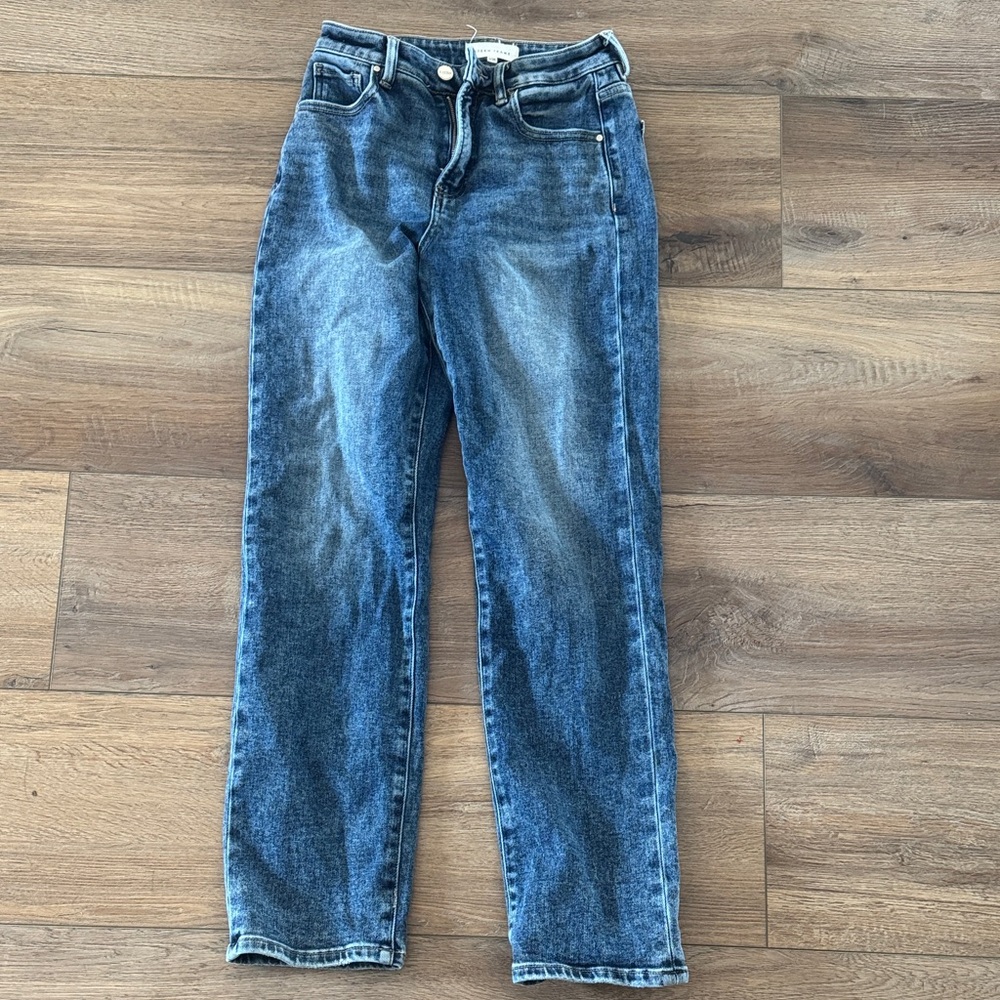 Risen Straight Jeans Blue Denim
